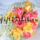 Букет невесты Классика из светло розовых и жёлтых роз
